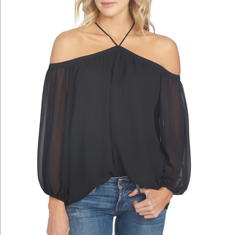 NWT- 1.State Off The Shoulder Sheer Chiffon Blouse